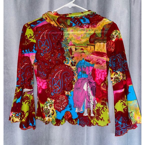 In Love Paris Tie-In-The-Front Blouse Top - Picture 2 of 5